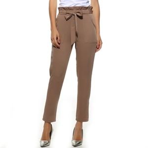 XS High Waist Slim Fit Paper Bag Pants